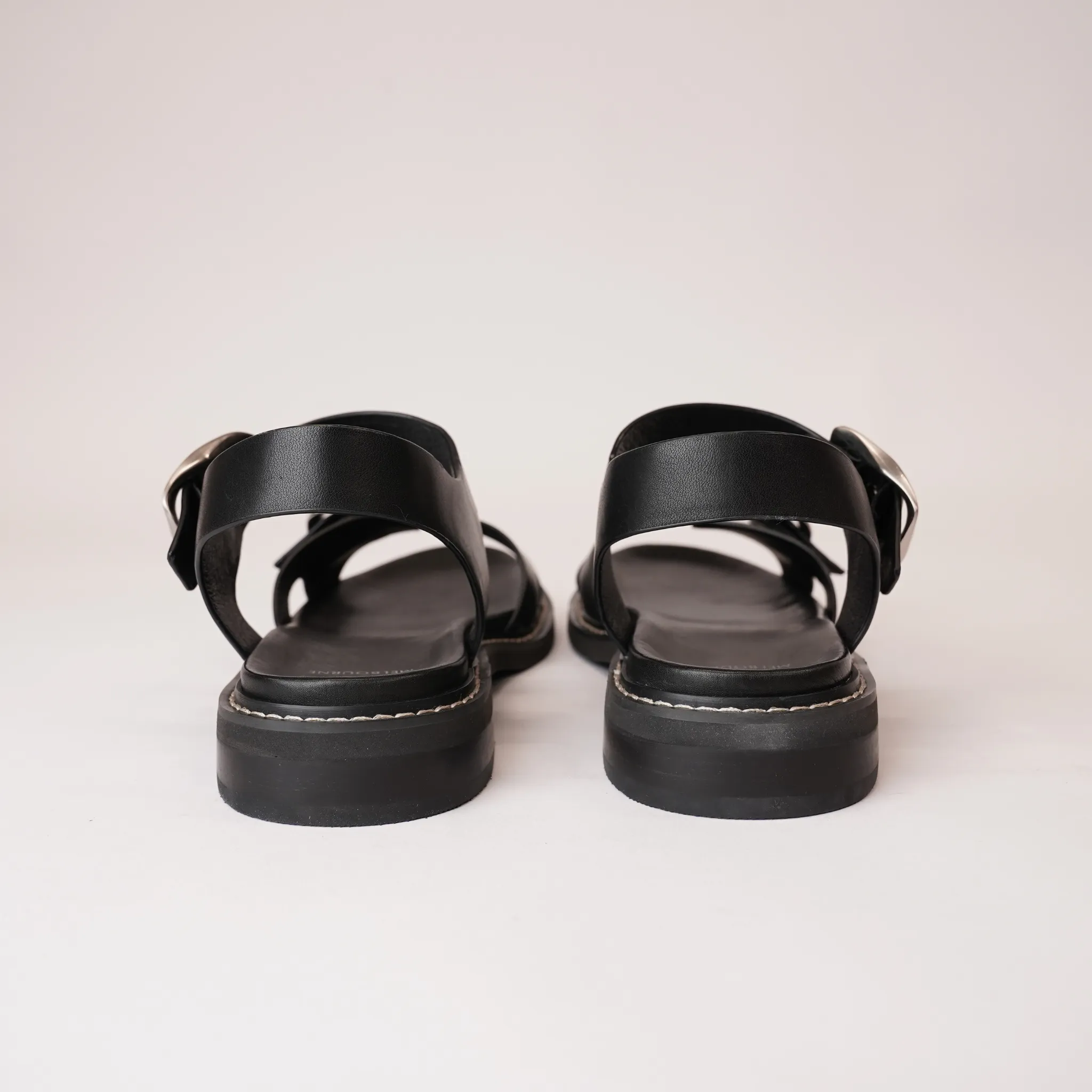 Ornice Black Leather Sandals