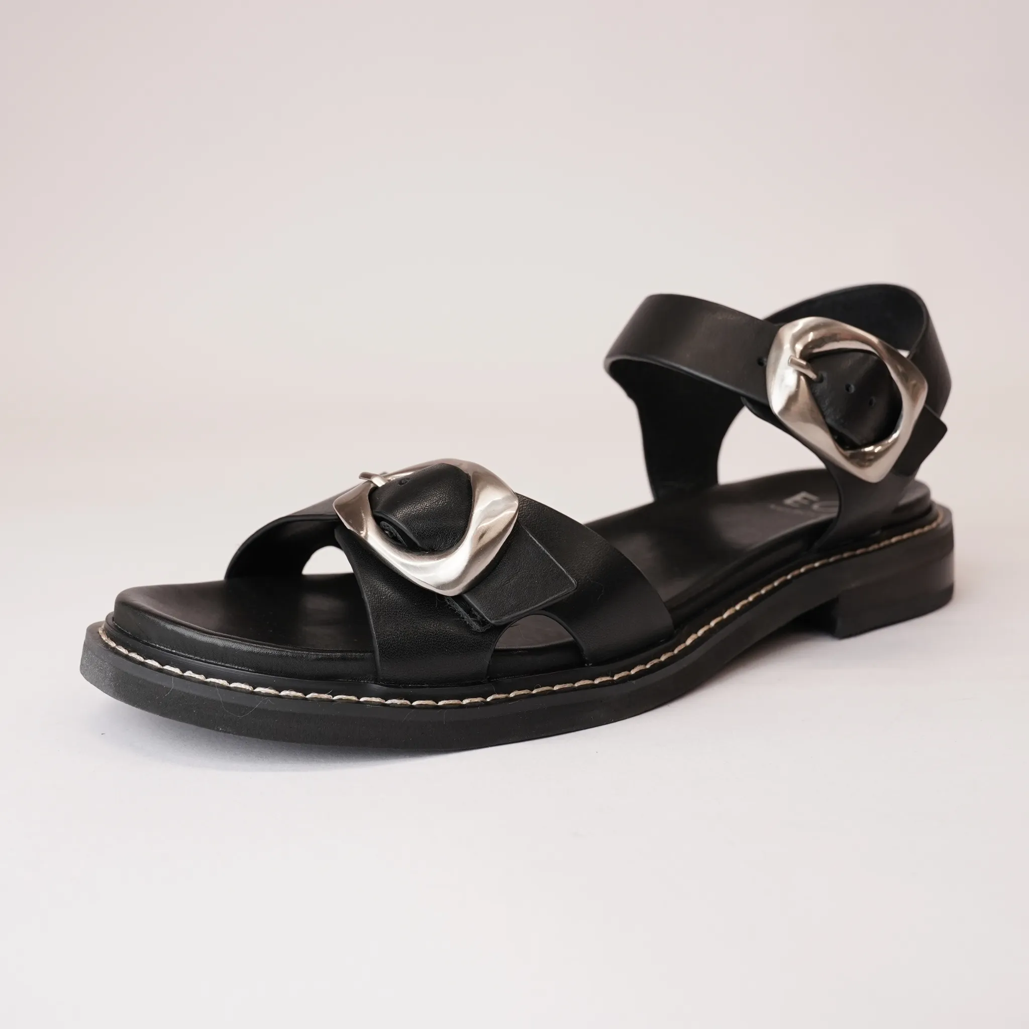 Ornice Black Leather Sandals