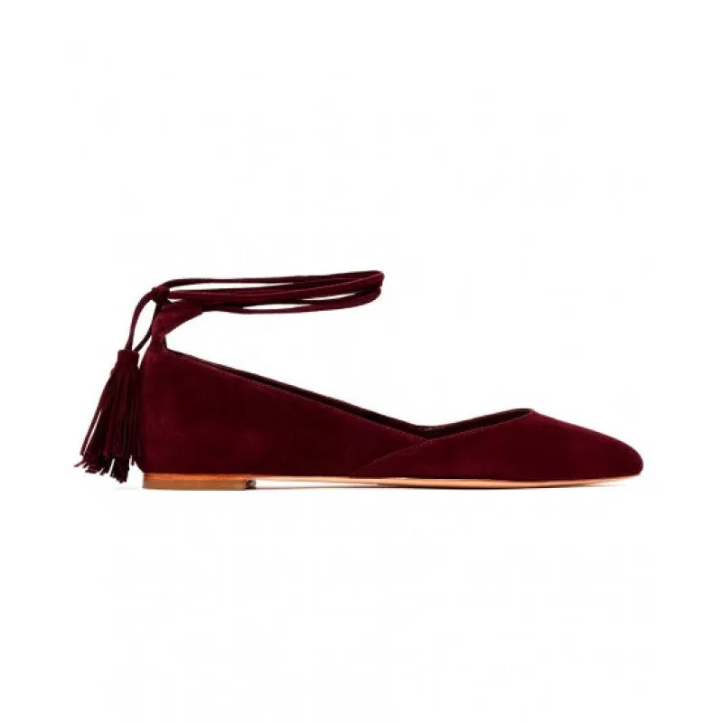 Penelope Suede Ankle Wrap Flats