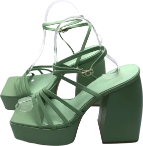 PrettyLittleThing Green Platform Strappy Sandals UK 6 EU 39 👠