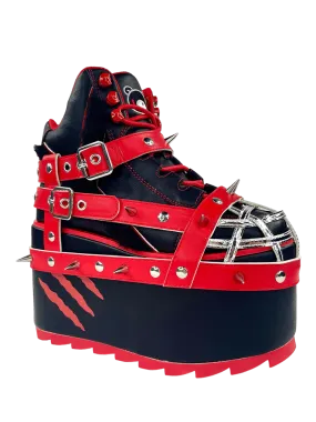 QOZMO BONDAGE GLOOMY BEAR BLACK/RED PLATFORM SNEAKERS