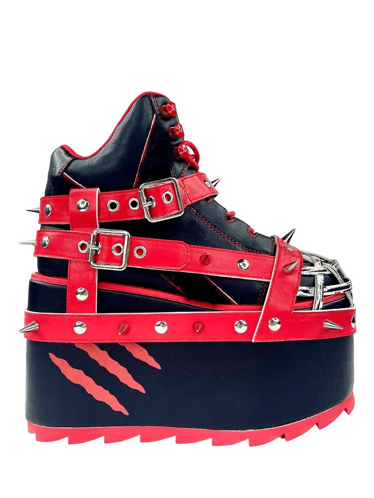 QOZMO BONDAGE GLOOMY BEAR BLACK/RED PLATFORM SNEAKERS