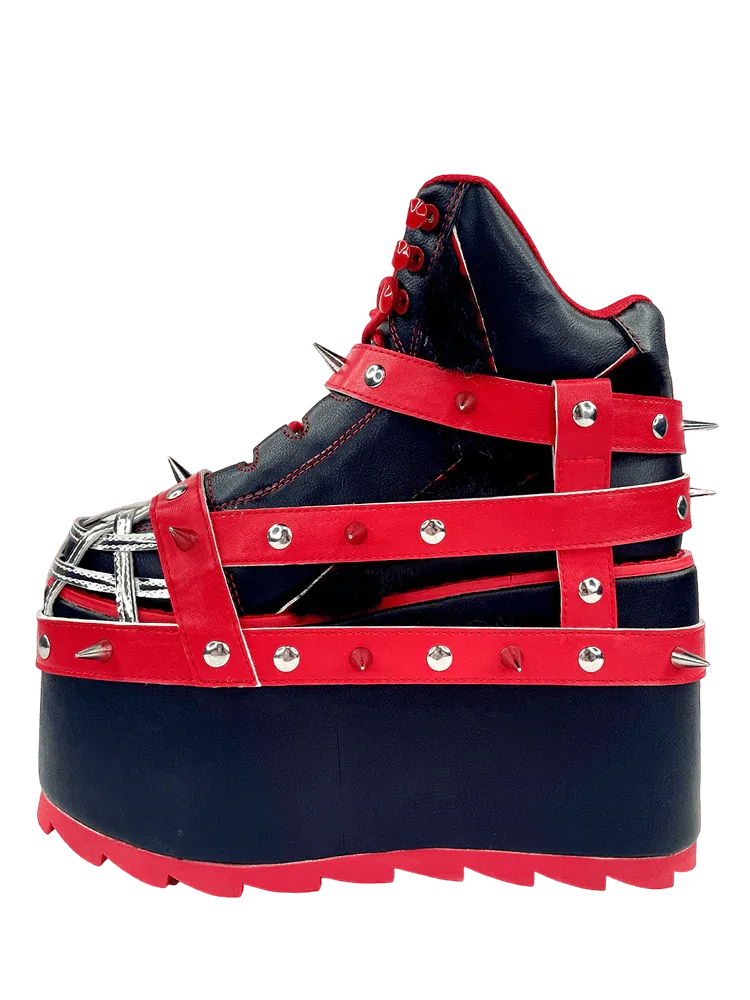 QOZMO BONDAGE GLOOMY BEAR BLACK/RED PLATFORM SNEAKERS