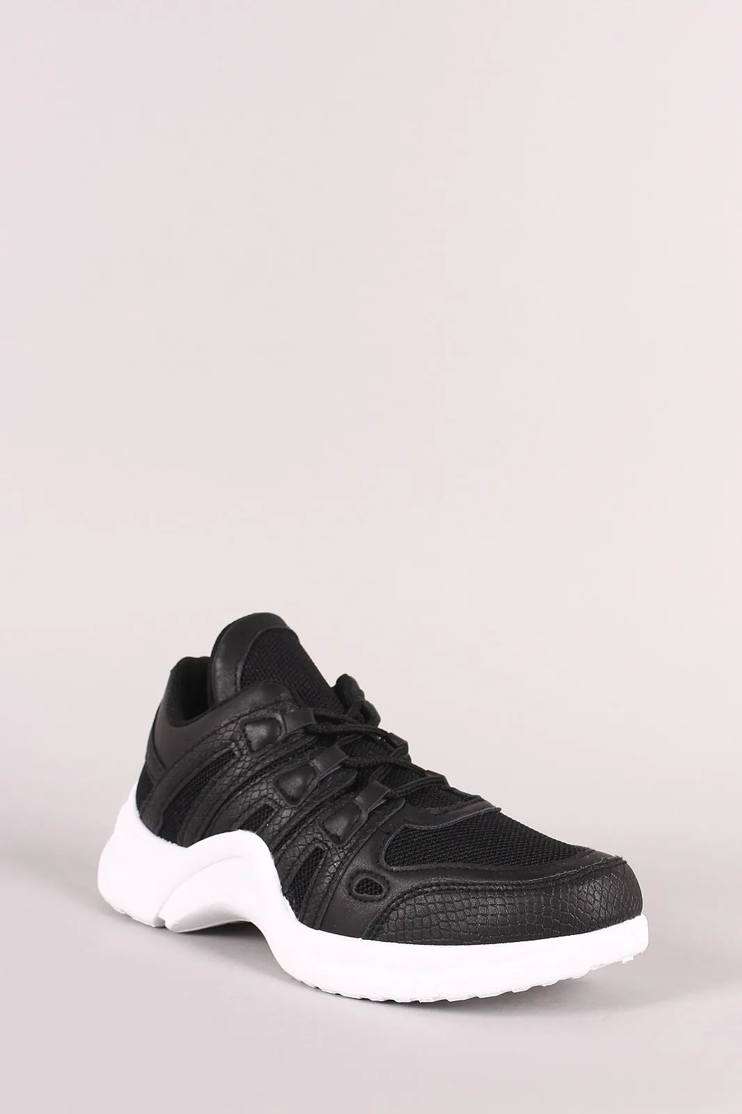 Qupid Mesh Trim Lace-Up Sneaker