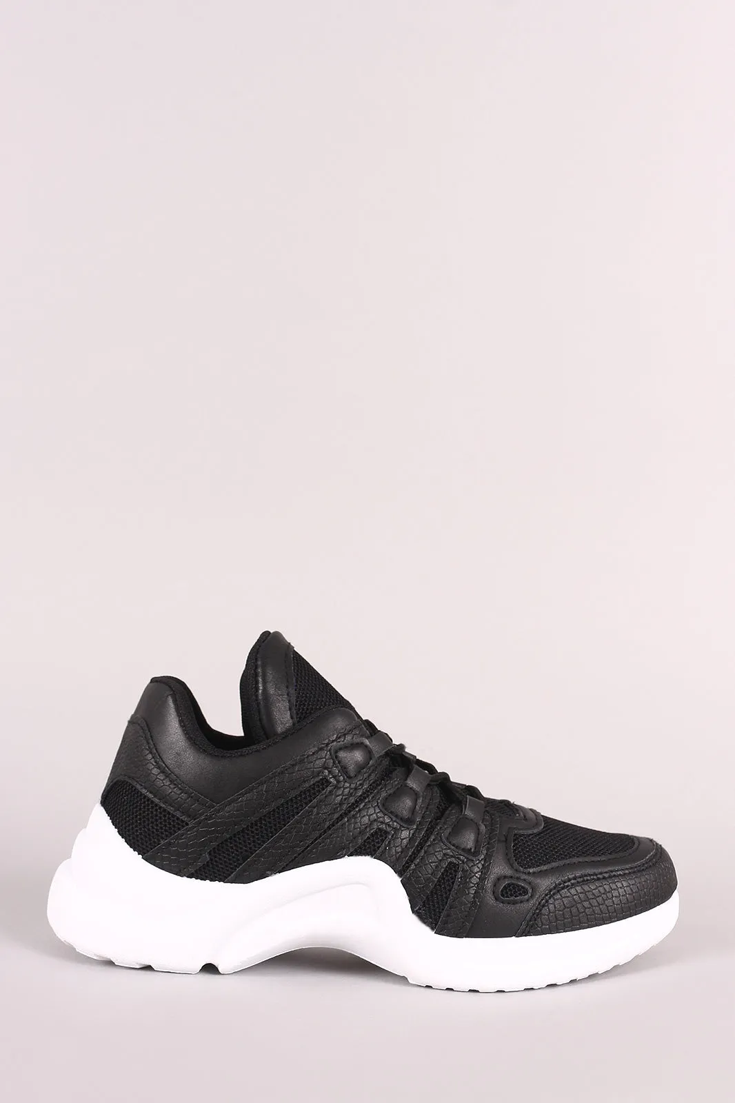 Qupid Mesh Trim Lace-Up Sneaker