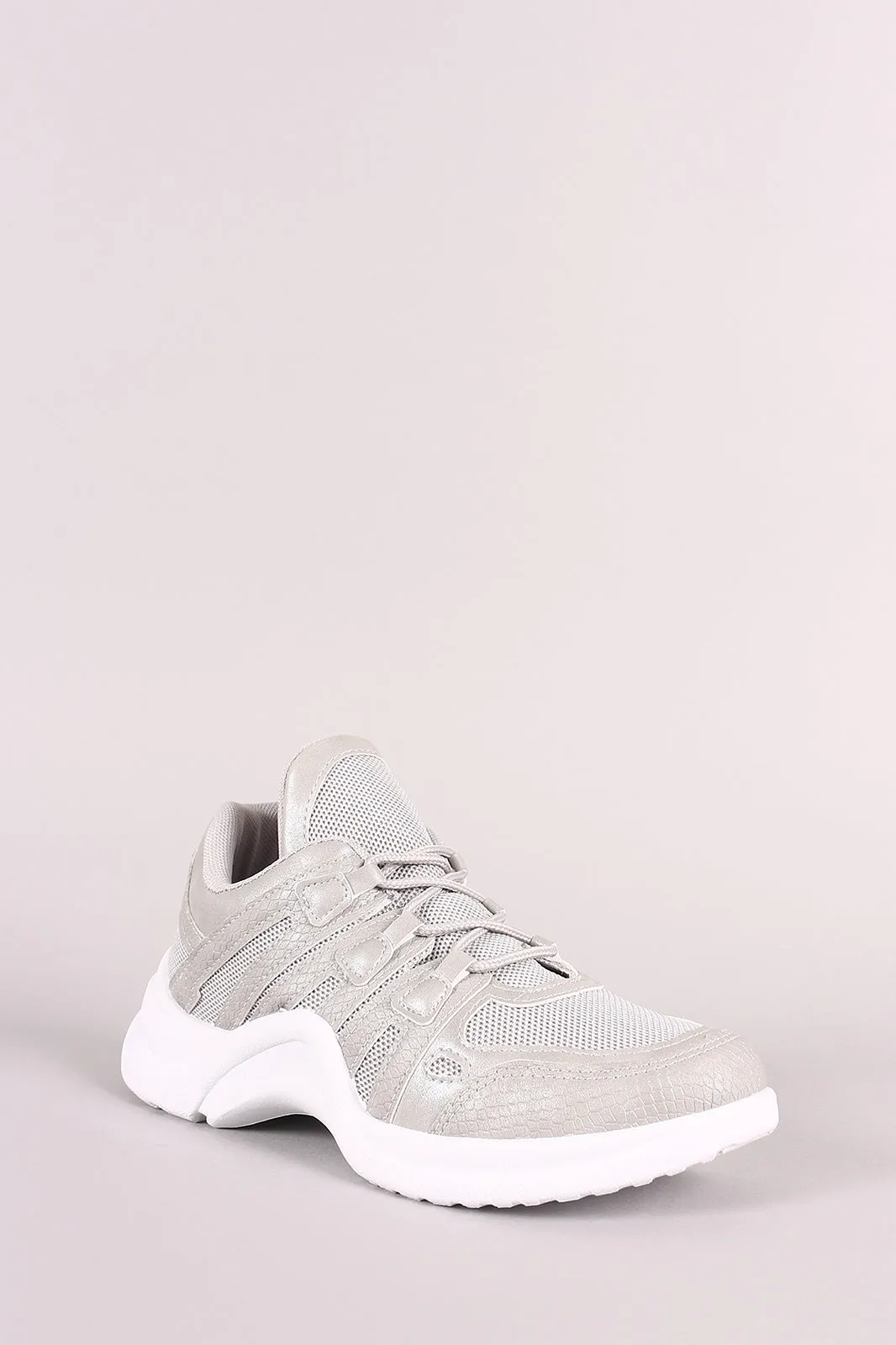 Qupid Mesh Trim Lace-Up Sneaker