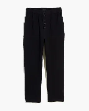 Tapered Button-Front Pant | Black