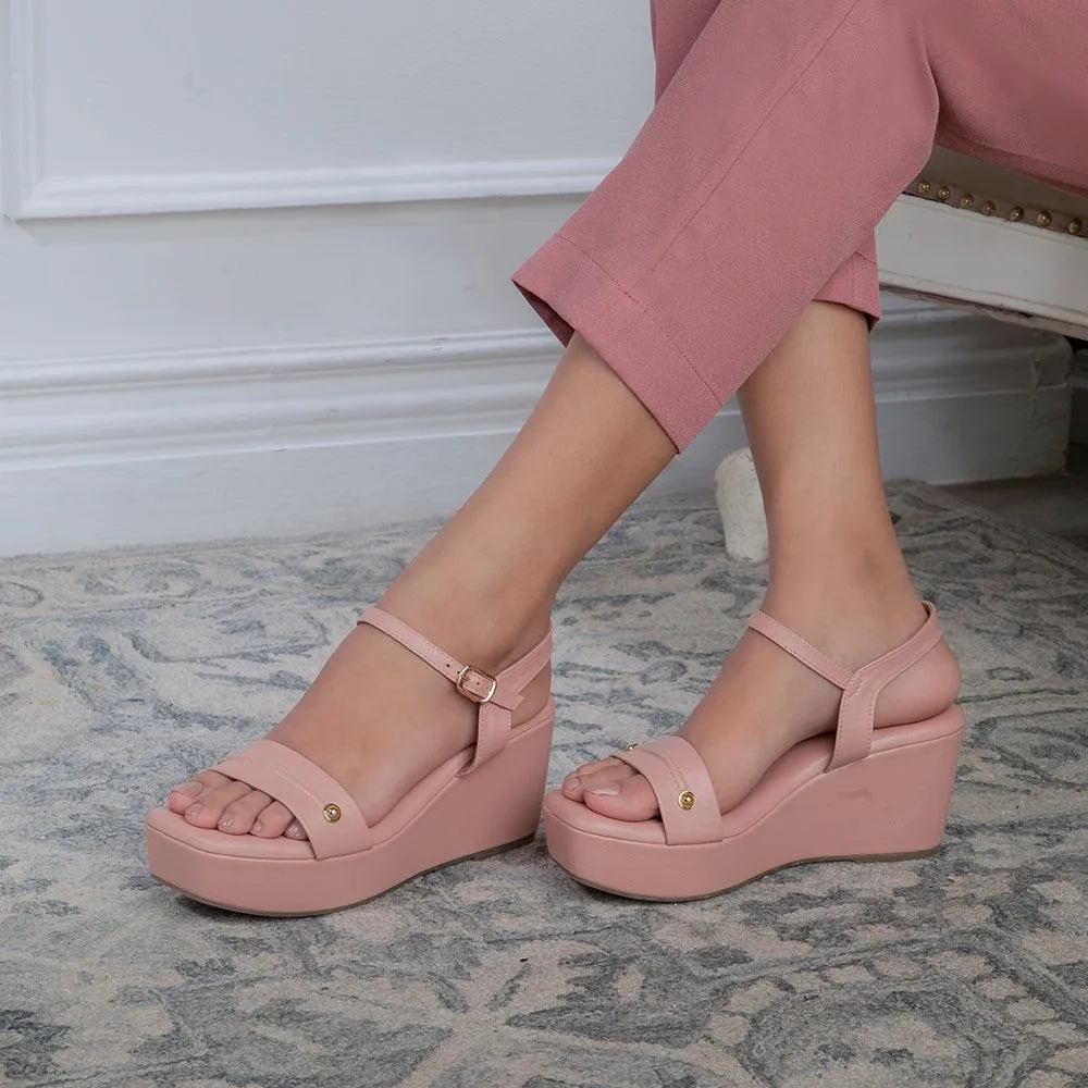 The Amsterdam Pink Women's Dress Wedge Sandals Tresmode