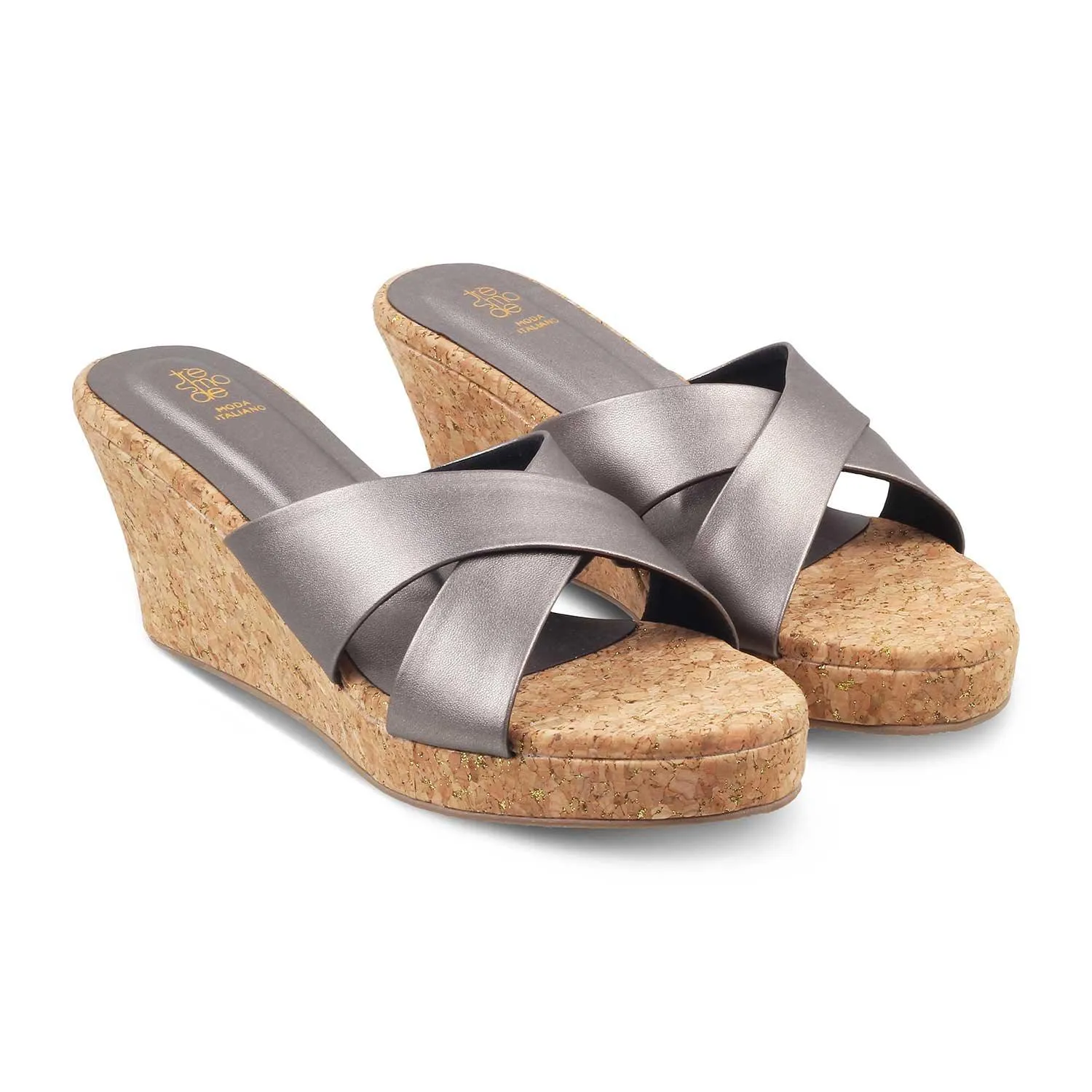 The Lyon Pewter Women's Dress Wedge Sandals Tresmode