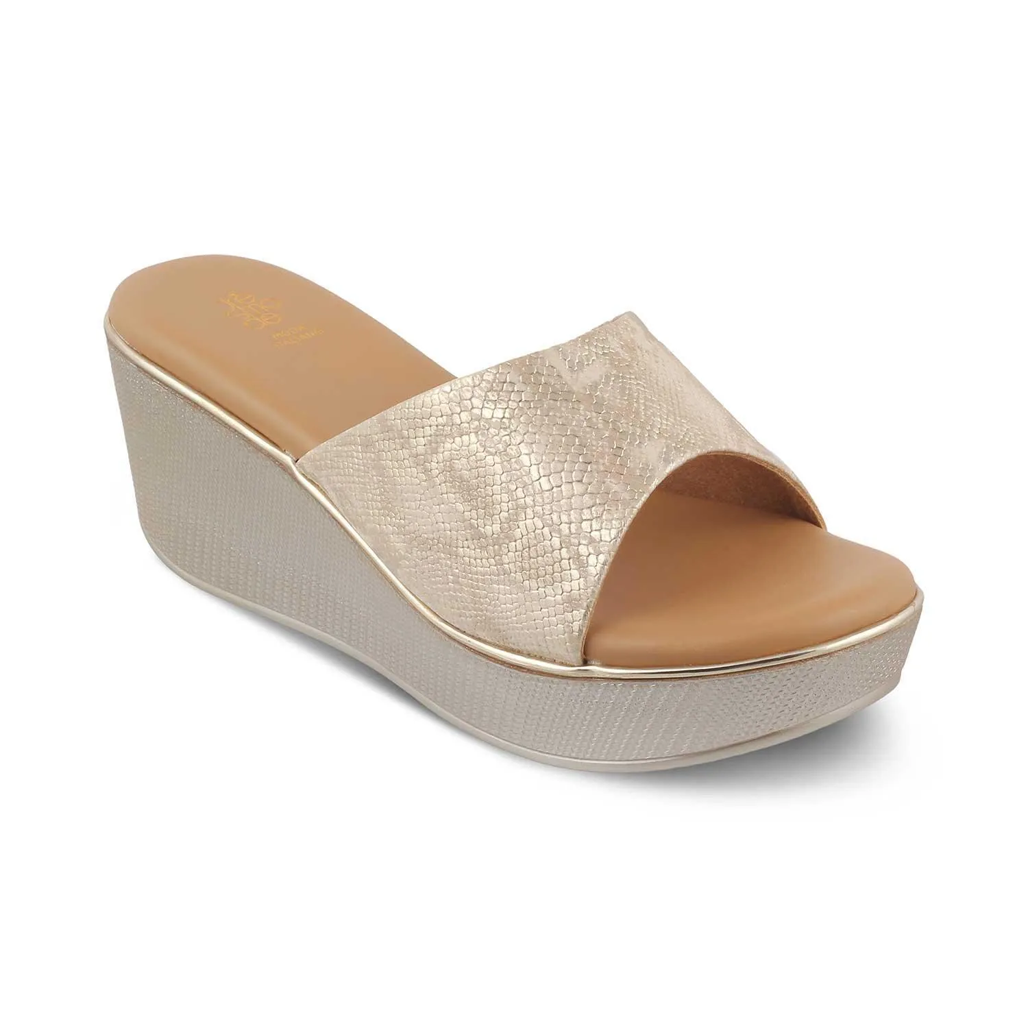 The Samantha Gold Women's Dress Wedge Sandals Tresmode