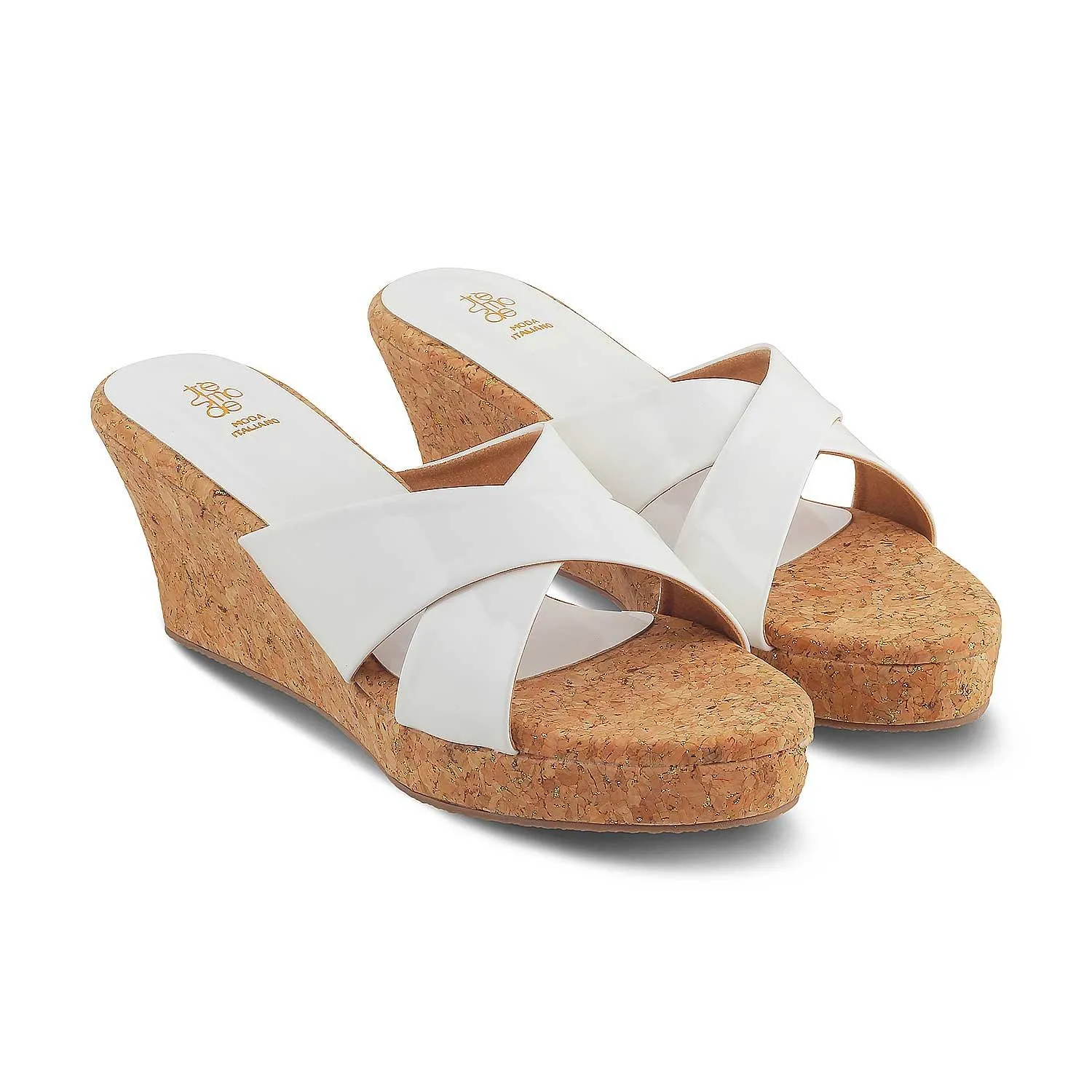 The Simi White Women's Dress Wedge Sandals Tresmode