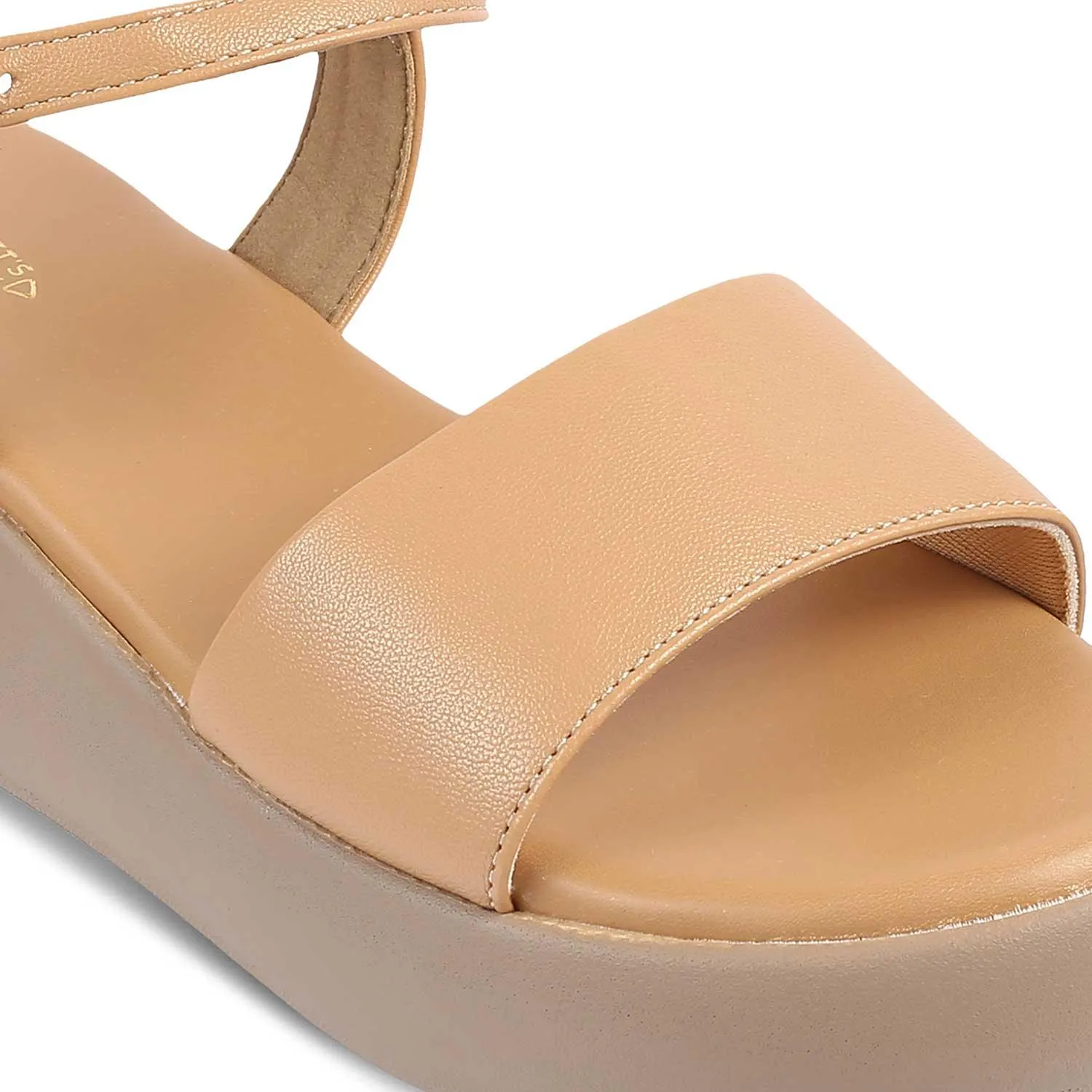 The Simpl Beige Women's Dress Wedge Sandals Tresmode