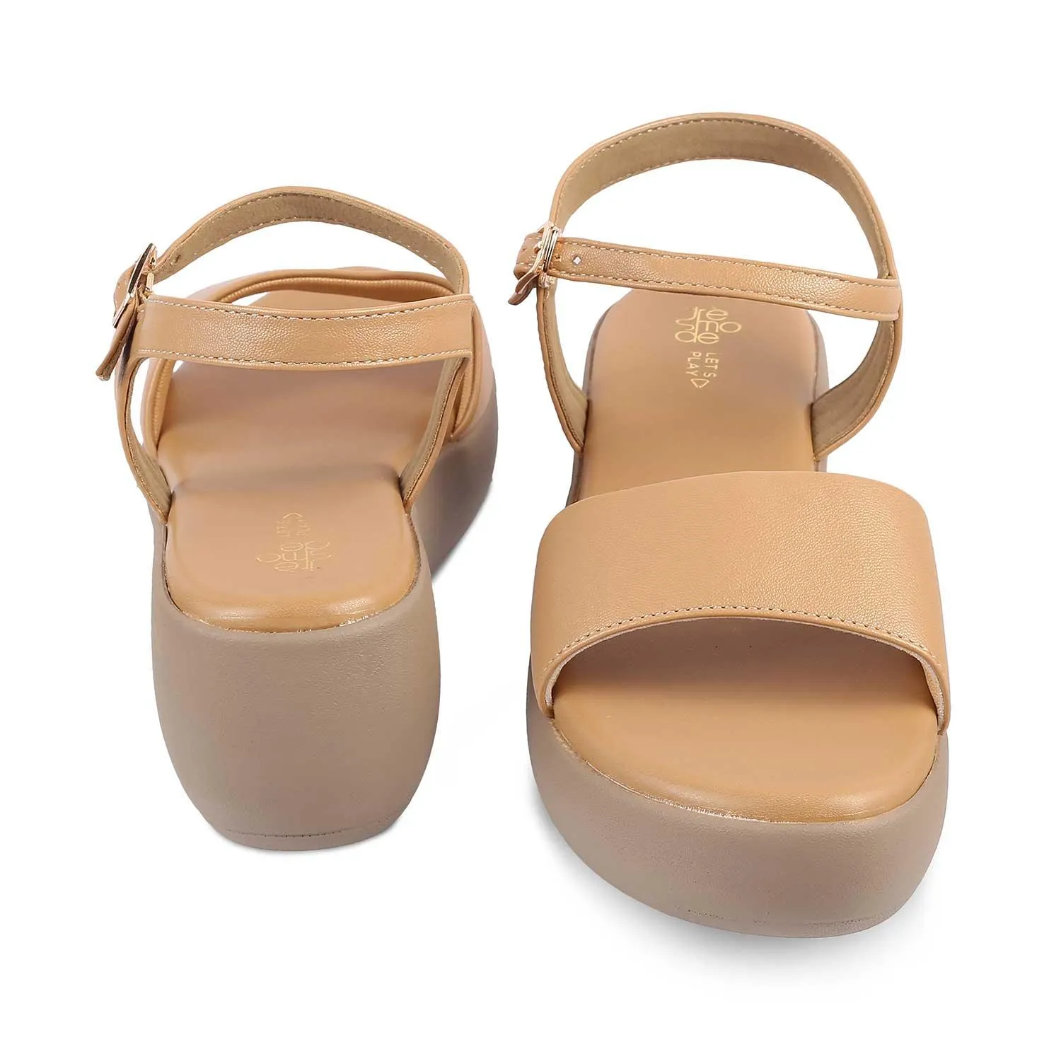 The Simpl Beige Women's Dress Wedge Sandals Tresmode