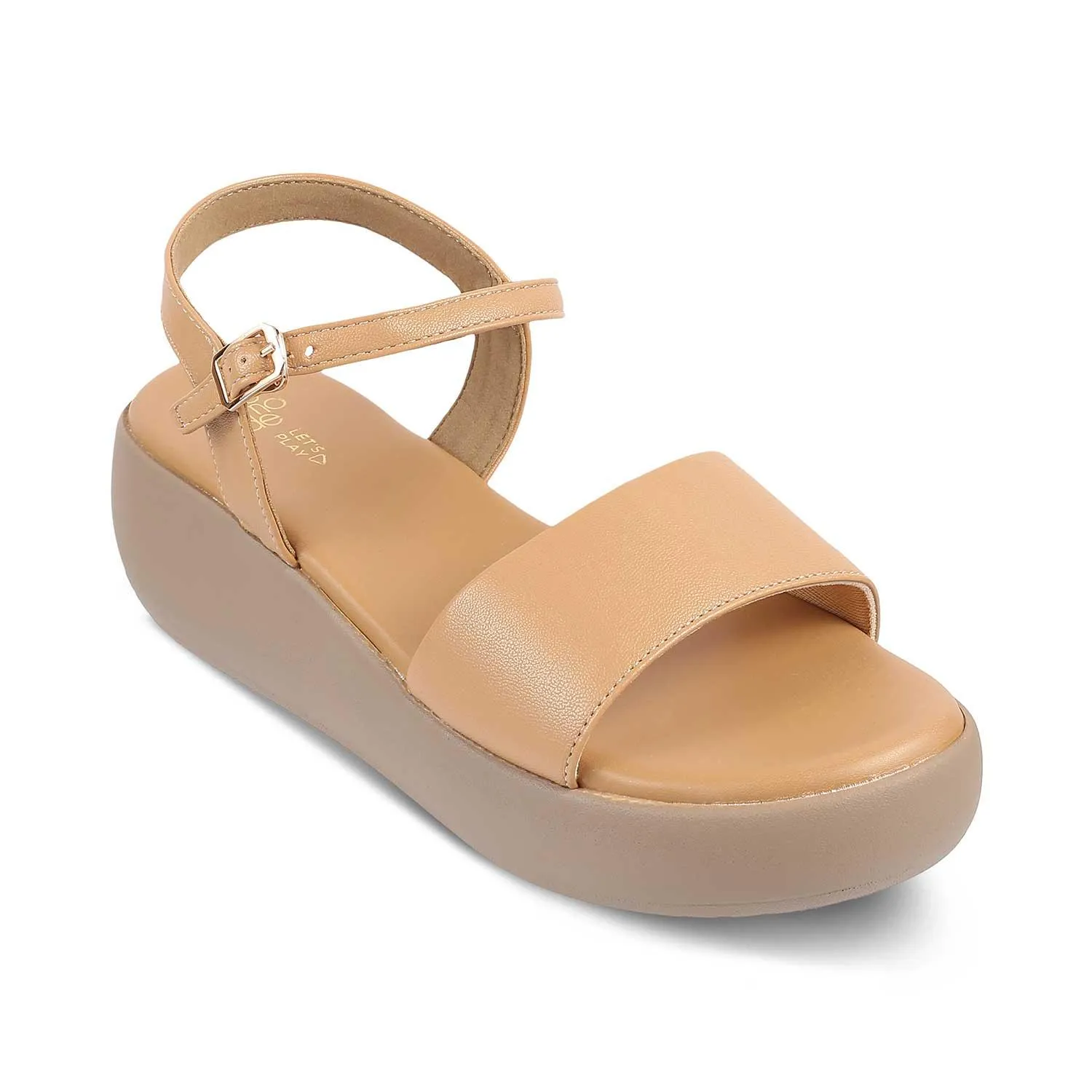 The Simpl Beige Women's Dress Wedge Sandals Tresmode