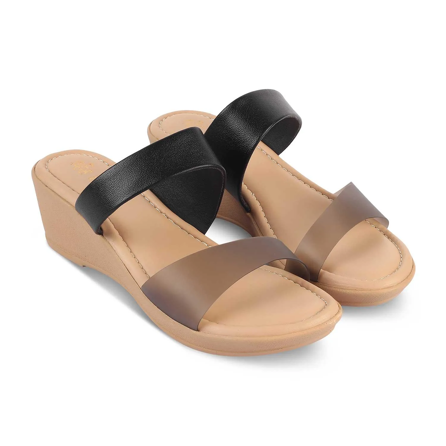 The Sios Black Women's Casual Wedge Sandals Tresmode