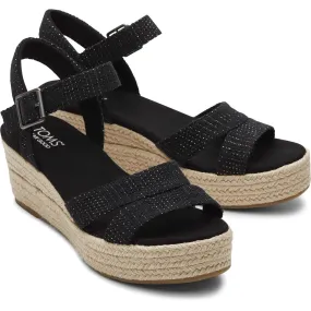 TOMS Audrey Womens Black Metallic Wedge Sandal