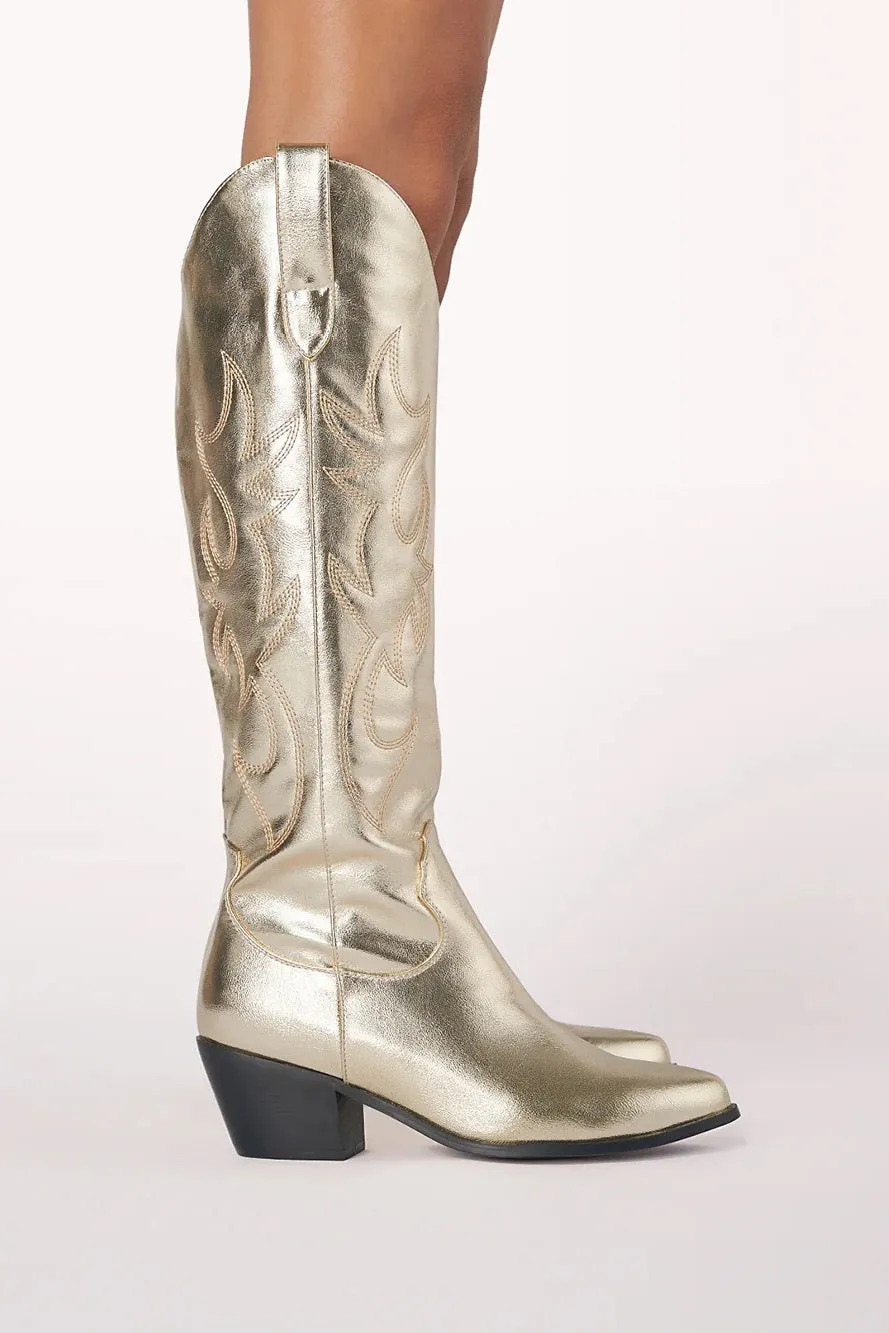 Urson Western Boot ~ Gold Metallic