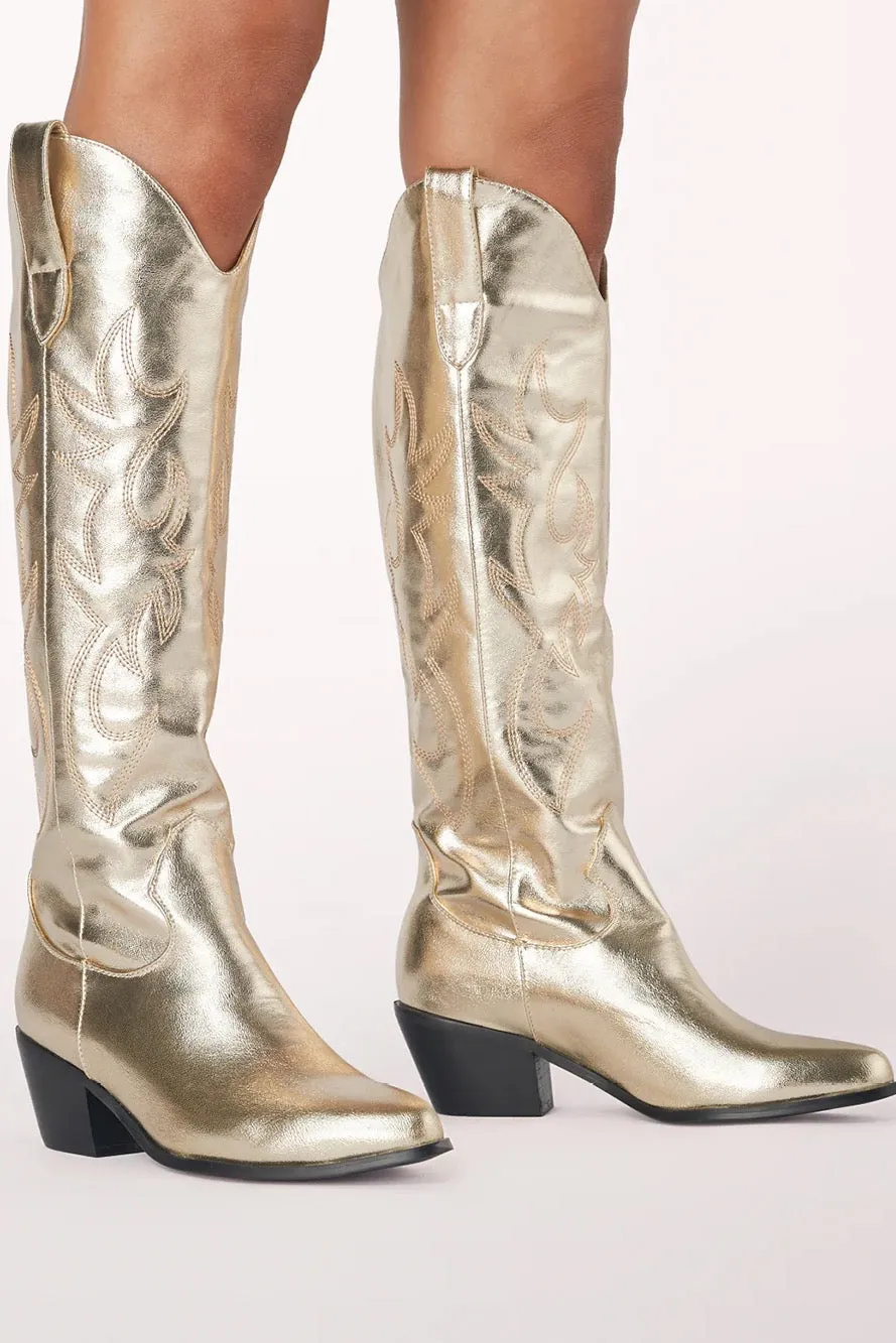 Urson Western Boot ~ Gold Metallic