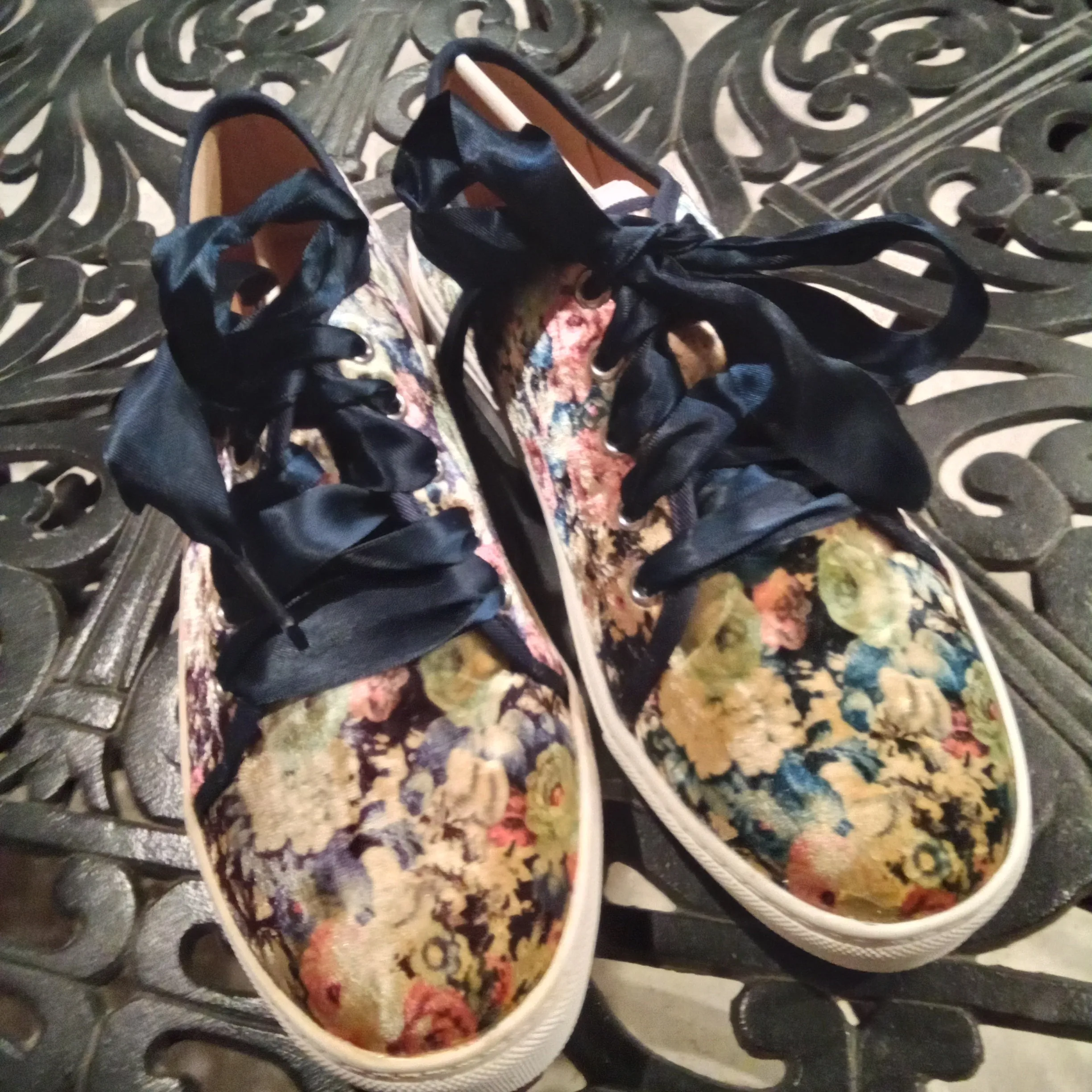 Velvet Floral Sneaker with Ribbon Laces | Dirty Laundry Josi