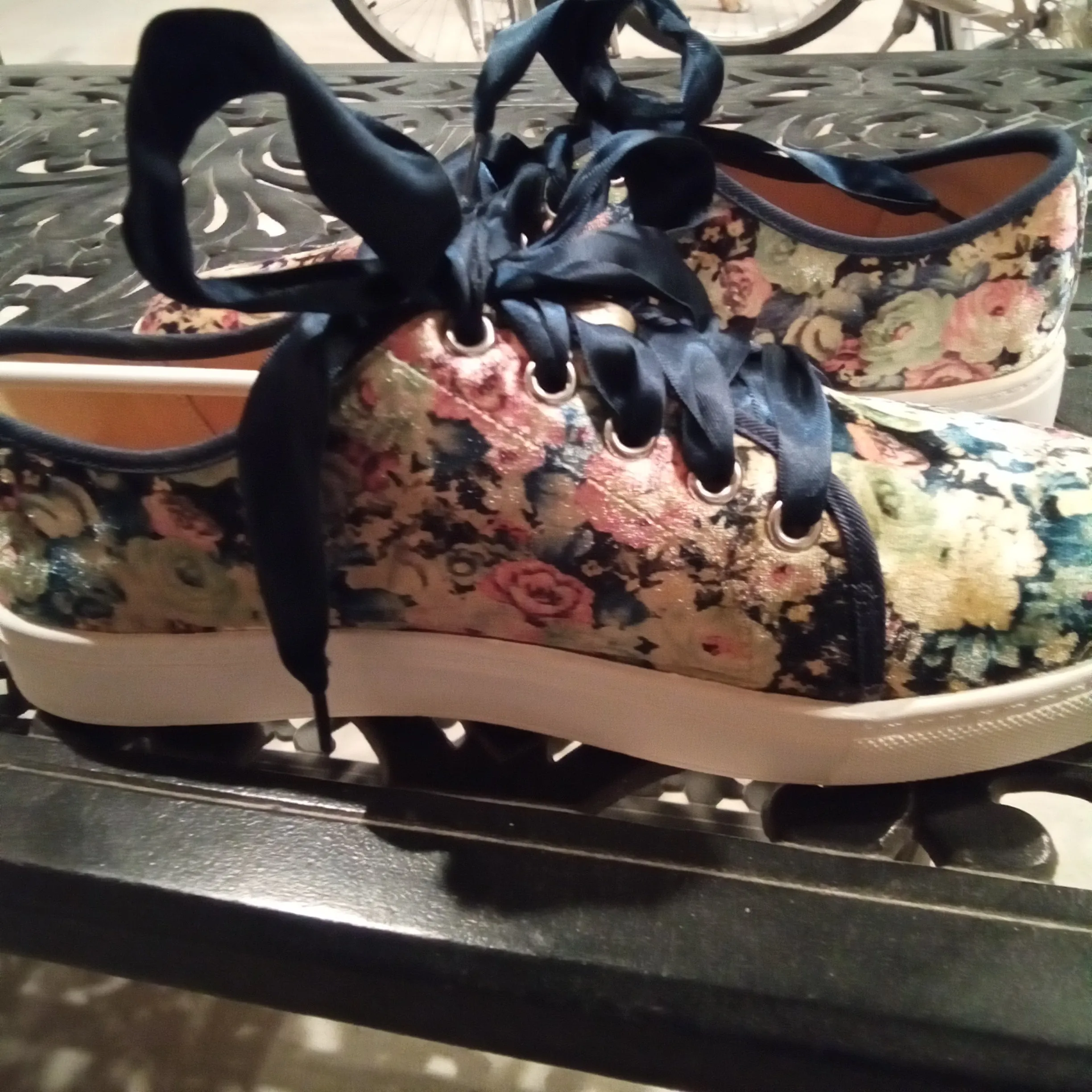 Velvet Floral Sneaker with Ribbon Laces | Dirty Laundry Josi