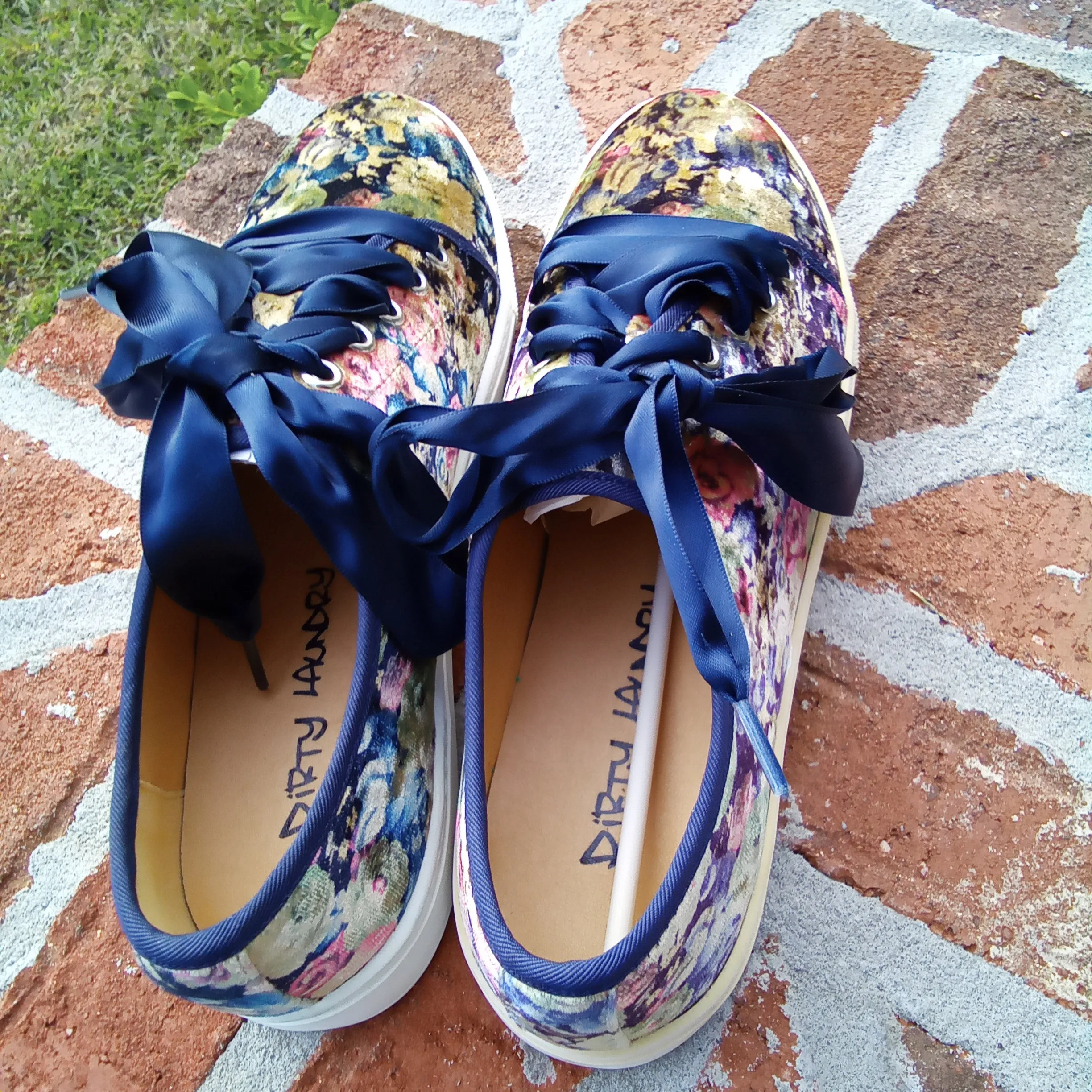 Velvet Floral Sneaker with Ribbon Laces | Dirty Laundry Josi