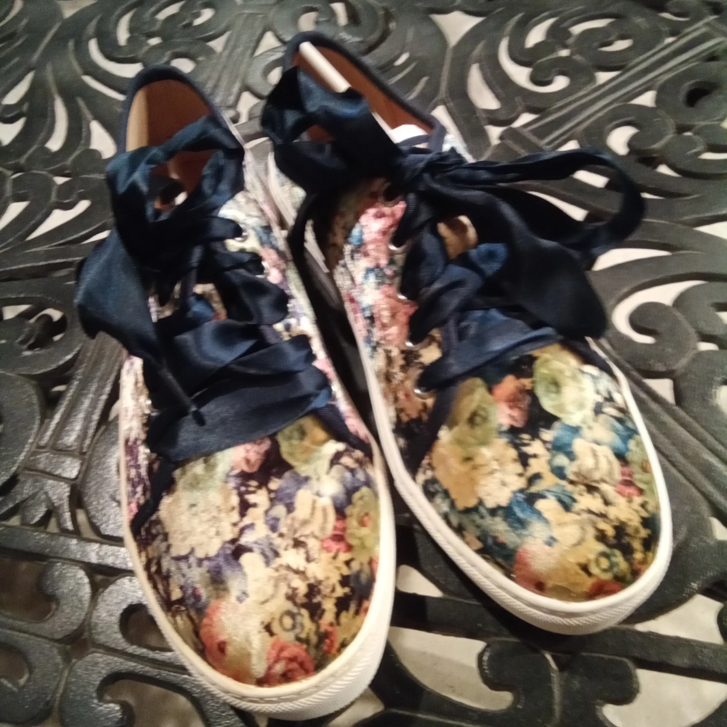 Velvet Floral Sneaker with Ribbon Laces | Dirty Laundry Josi