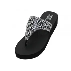 W388L-BS -WEDGE RHINESTONE WITH PEARLS SANDAL