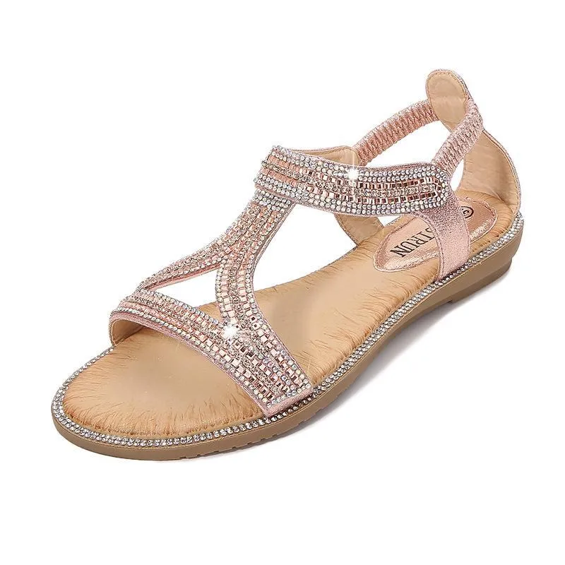 Women sparkly rhinestone 
summer ankle strap sandals