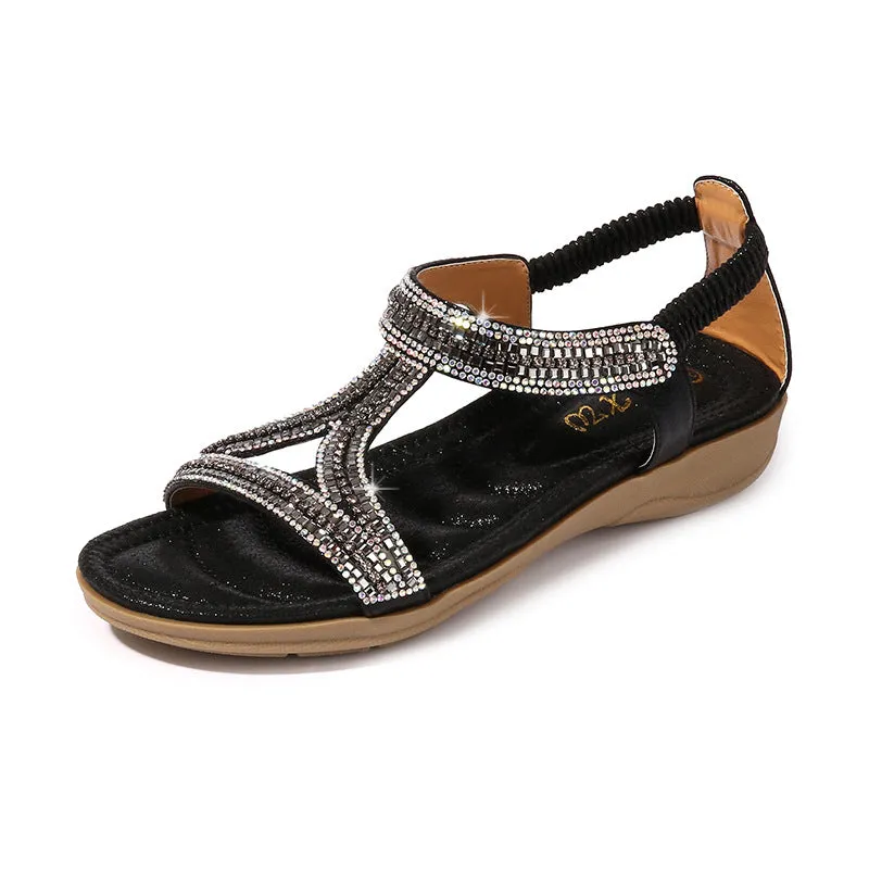 Women sparkly rhinestone 
summer ankle strap sandals