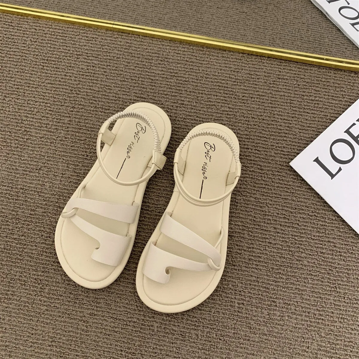 Women Summer Flat Sandals New Fashion Casual Beach Outdoor Sandals Ladies Flat Soft Sole Ankle Buckle Sandals Zapatos De Mujer