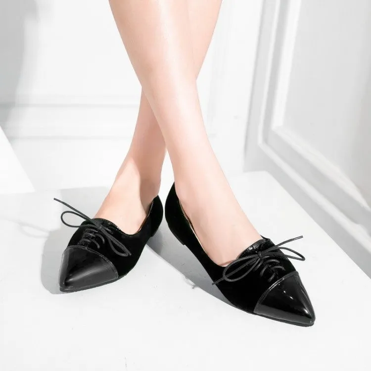 Women's Lace Up Pointed Toe Flats Shoes