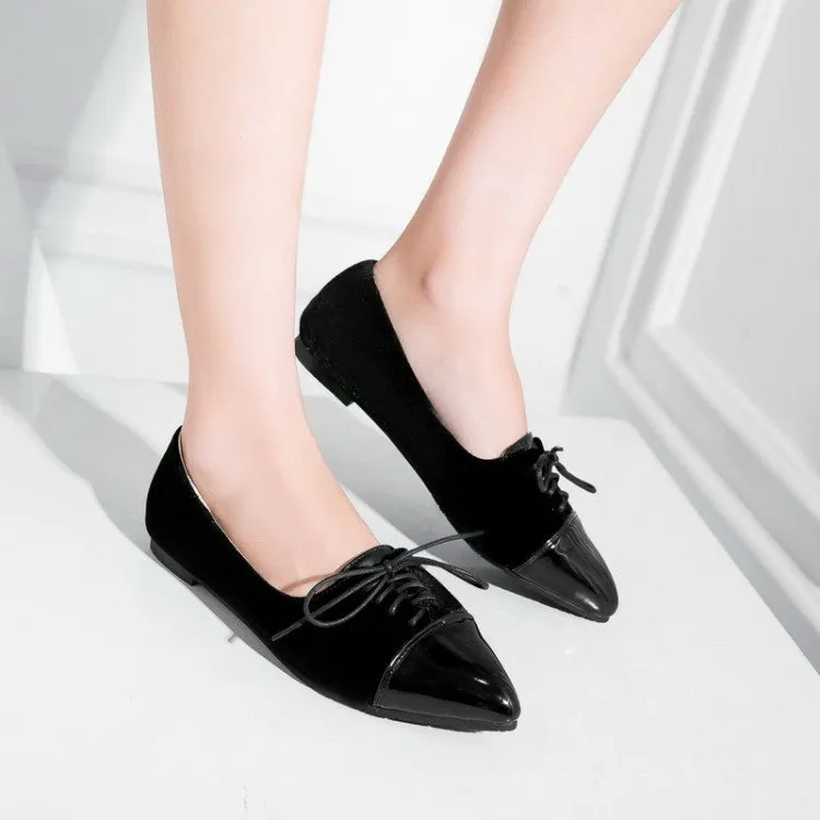 Women's Lace Up Pointed Toe Flats Shoes