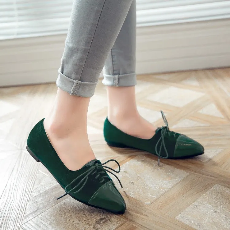 Women's Lace Up Pointed Toe Flats Shoes