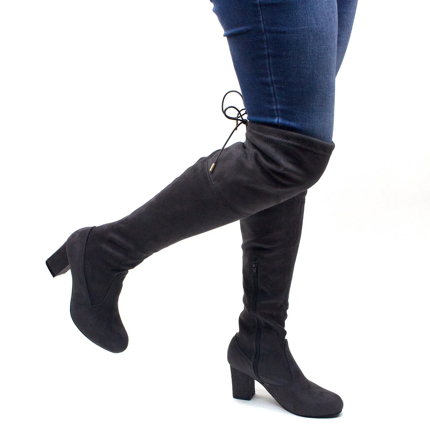 Women's Miles-02 Faux Suede Over The Knee OTK Tall Riding Dress Boots