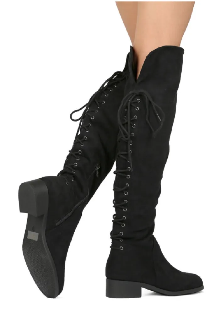 Women's Miles-02 Faux Suede Over The Knee OTK Tall Riding Dress Boots